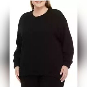 WONDERLY Studio Cozy‎ Textured Plush Crew Neck Long Sleeve Top 1X Black NWT